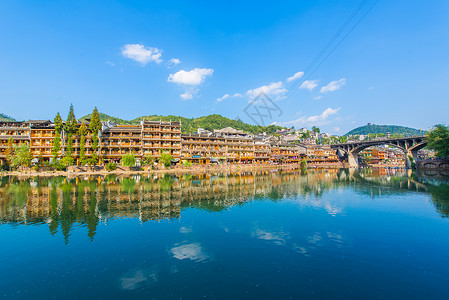 古风桥湖南凤凰古城背景