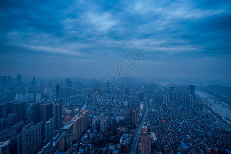 天空雾霾素材最高点俯瞰城市背景