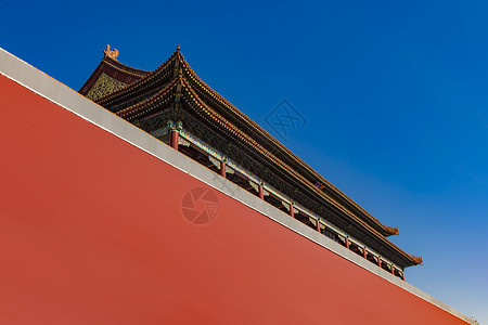 宫廷墙蓝天的故宫背景