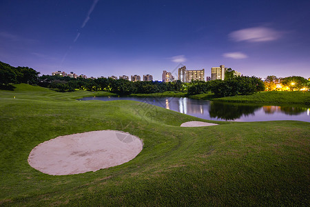 沙滩草夜色高尔夫球场背景