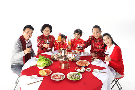 新年一家人在一起团圆聚餐背景图片