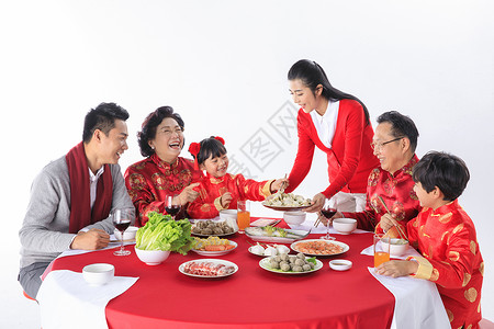 大年三十吃饺子一家人新春一起吃饺子背景