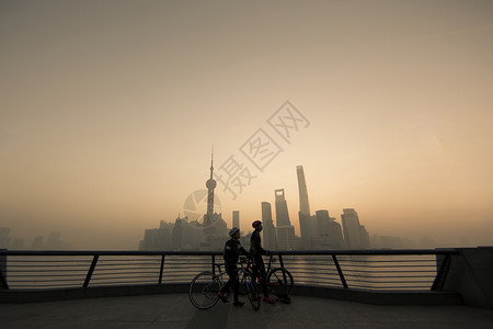 上海魔都的日出背景图片