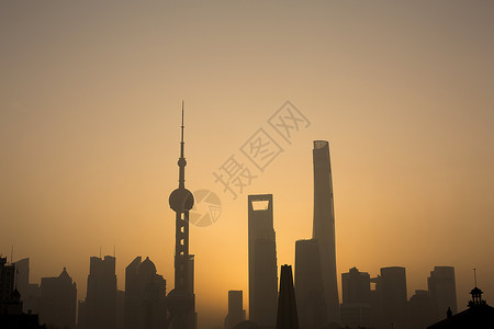 上海魔都的日出背景图片