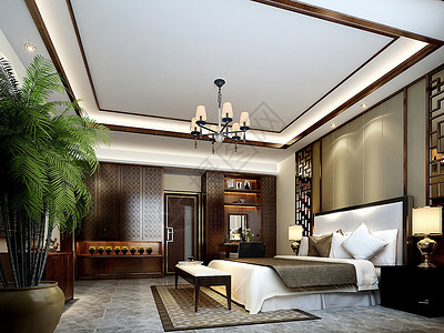 中式吊灯古典灯中式古典风格卧室室内装修效果图背景