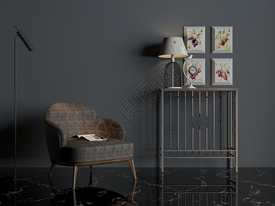 书墙创意素材单椅家居效果图设计图片