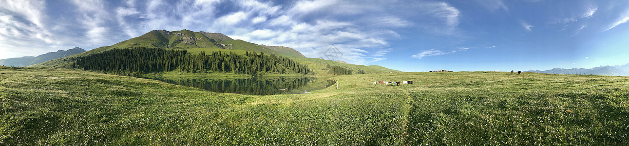 唐草纹唐布拉风景区仙女湖全景背景