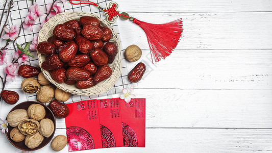 红包配图新年红枣核桃背景