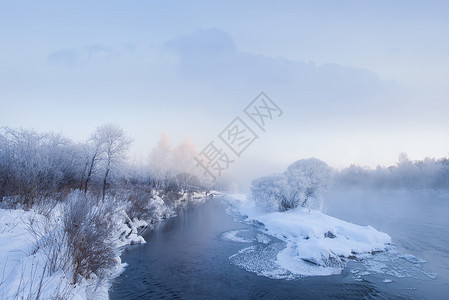 ps素材河水冰雪素材 冰瀑 雾凇背景