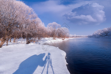 河水结冰冰雪素材 冰瀑 雾凇背景