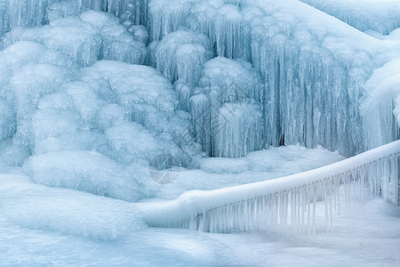 冰瀑素材寒冷的冰雪雾凇背景