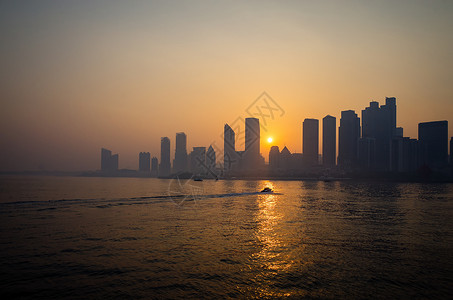 夕阳静好城市黄昏夕阳美景背景