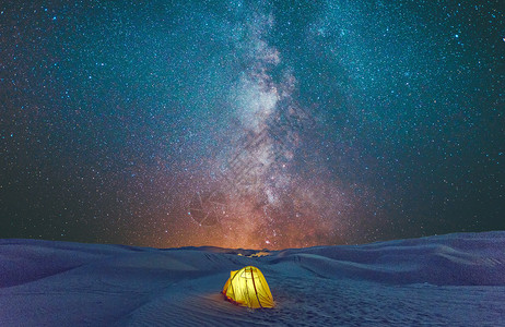 沙漠露营星空背景设计图片