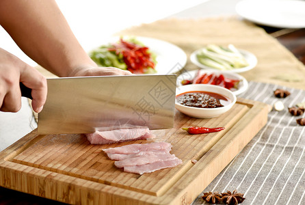 菜刀图标切肉食材背景