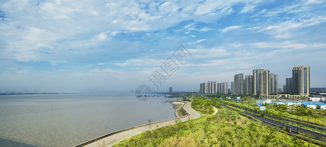 上传新钱素材钱塘江与新城建筑背景