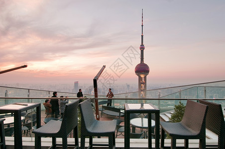 上海景观高空餐厅背景图片