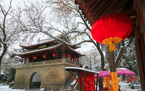 瑞雪临雪后小雁塔背景