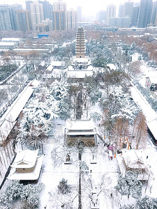 瑞雪临雪后小雁塔背景