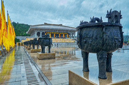 梅雨气候祈福法会背景