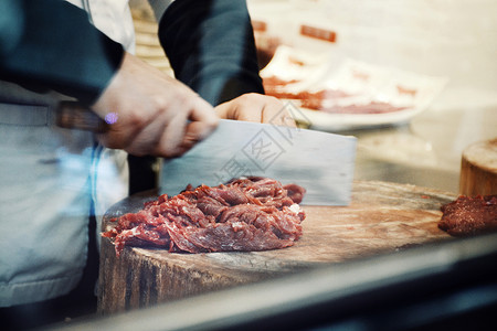 美食摄影卖菜的肉刀高清图片