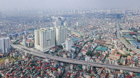 航拍越南河内的城市化建筑高清图片
