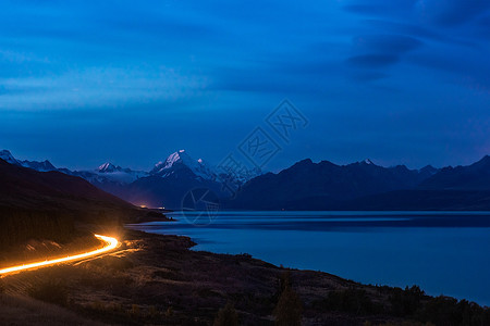 最高峰新西兰库克山的夜晚背景