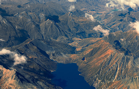 秀丽河山航拍新西兰山川湖泊地貌背景
