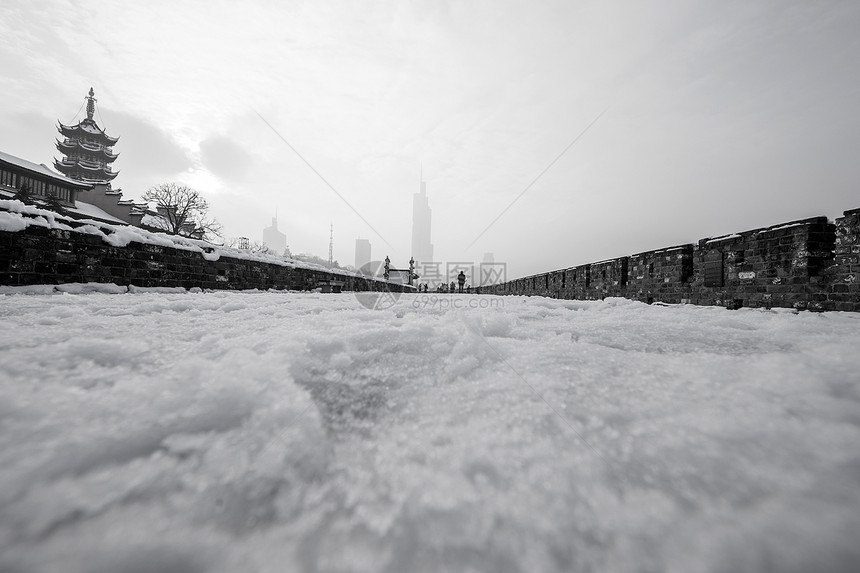 雪后的寺庙图片