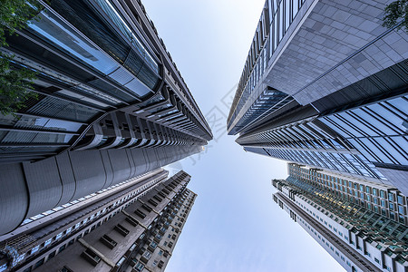 楼仰视仰视香港城市高楼背景