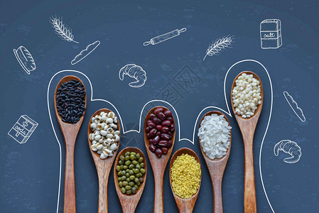 三色杂粮创意健康饮食设计图片