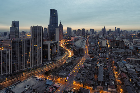 天津城市的黎明背景图片