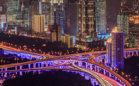 上海城市高架桥夜景风光图片