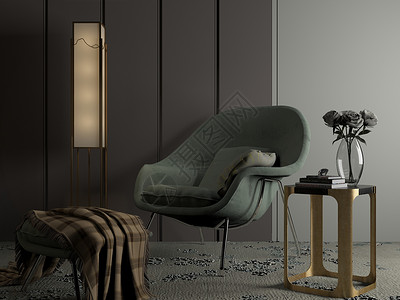 家居毛毯单椅落地灯创意组合设计图片
