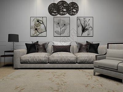 创意客厅模型多人沙发客厅创意效果图设计图片