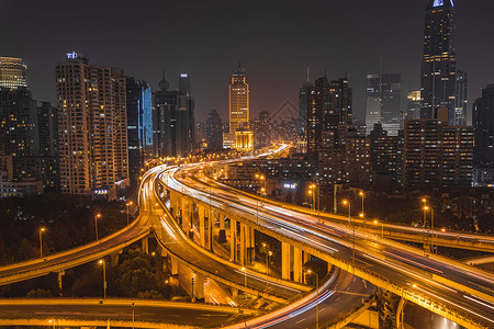 多色城市上海立交桥夜景背景