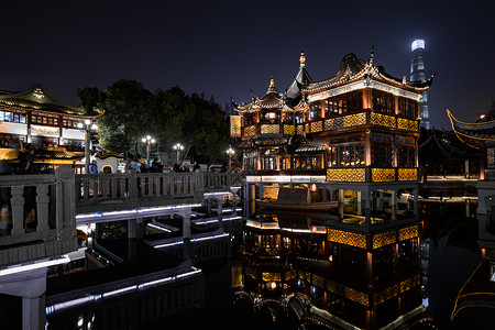 城隍庙夜景上海城隍庙旅游区夜景背景