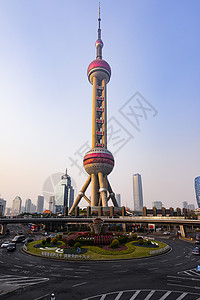 白天上海上海东方明珠的日景背景