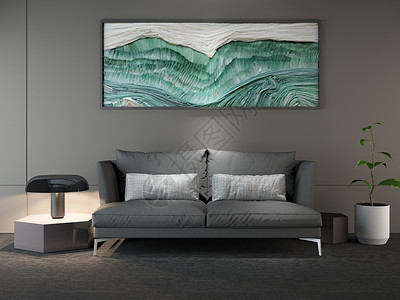 沙发墙挂画壁画冷淡风客厅沙发效果图设计图片