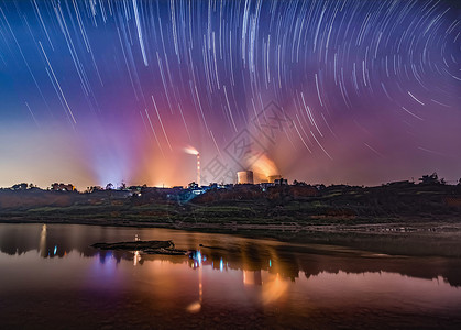 星光顶重庆发电站星轨夜景背景