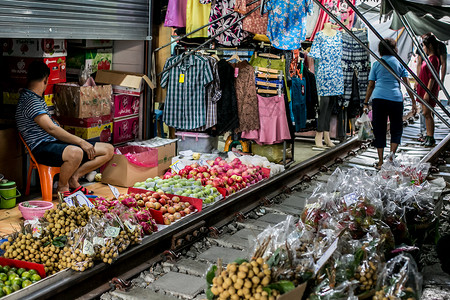 泰国美功铁道市场Maeklong Railway 背景图片