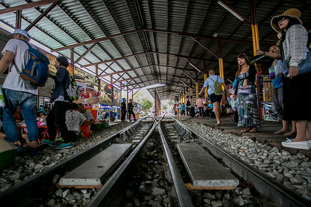 泰国美功铁道市场Maeklong Railway高清图片