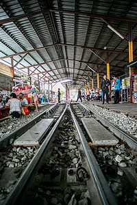 泰国美功铁道市场Maeklong Railway 背景图片