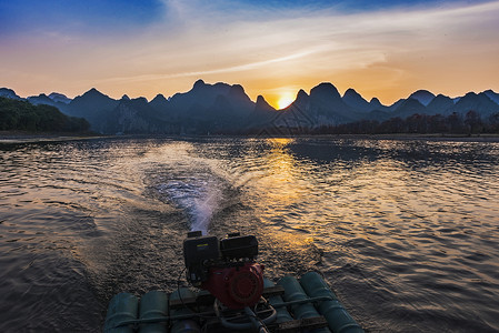 桂林夕阳晚归背景图片