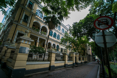 广州沙面街老房子背景