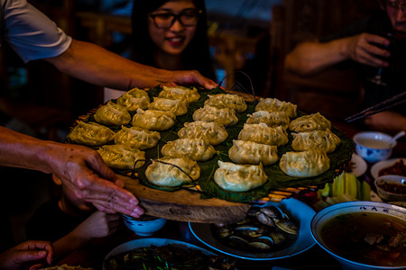 杂粮饺子韭菜饺子背景