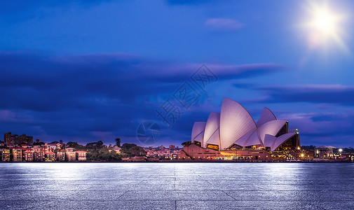 悉尼歌剧院夜景城市地面背景图设计图片