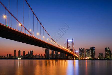 长江江面武汉长江上的桥背景