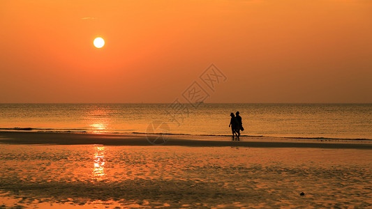 涠洲岛海滩夕阳高清图片