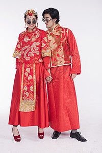 传统结婚的新郎新娘背景图片