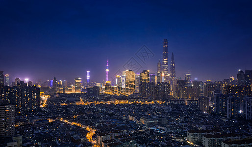 上海夜景城市夜景棚户区高清图片